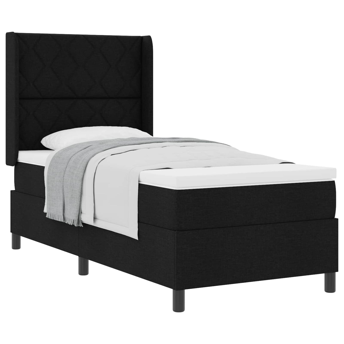 Box spring seng med pude med hovedgærde Sort 200 x 100 cm Stof