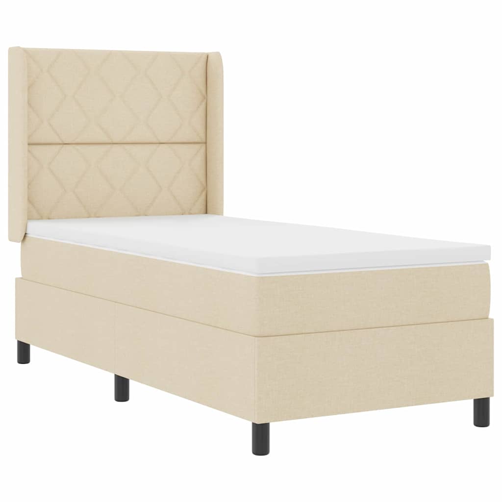 Box spring seng med pude med hovedgærde Creme 200 x 100 cm Stof