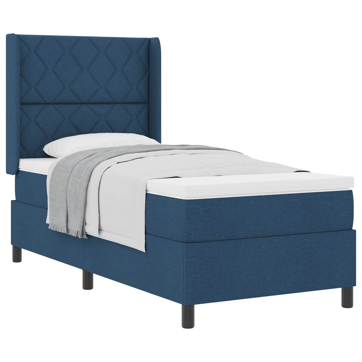 Box spring seng med hovedgærde Blå 200 x 100 cm Stof