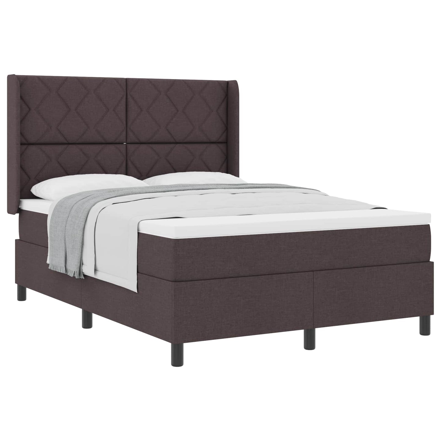 Box spring seng med pude Mørk Brun 190 x 140 cm Stof