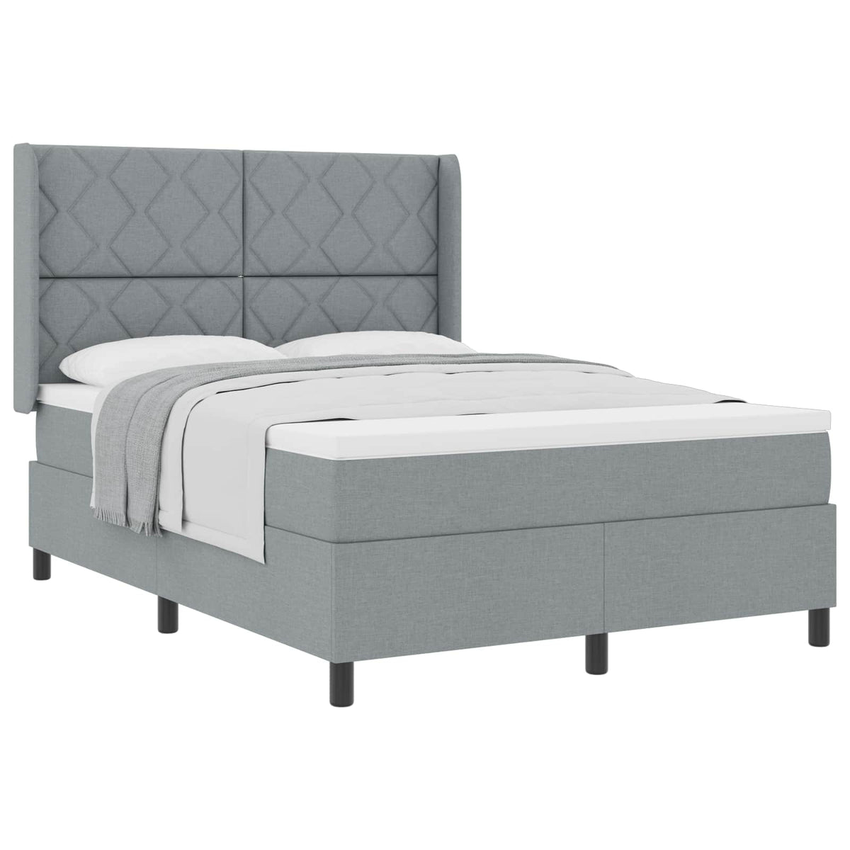 Box spring seng med pude Lysegrå 200 x 140 cm Stof