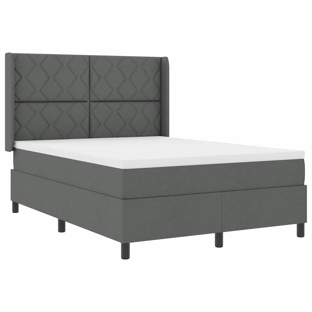 Box spring seng med pude Mørkegrå 200 x 140 cm Stof