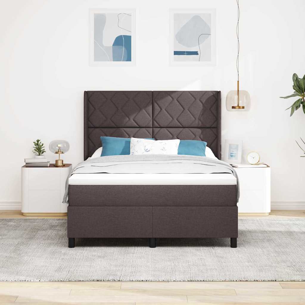 Box spring seng med pude Mørk Brun 200 x 140 cm Stof