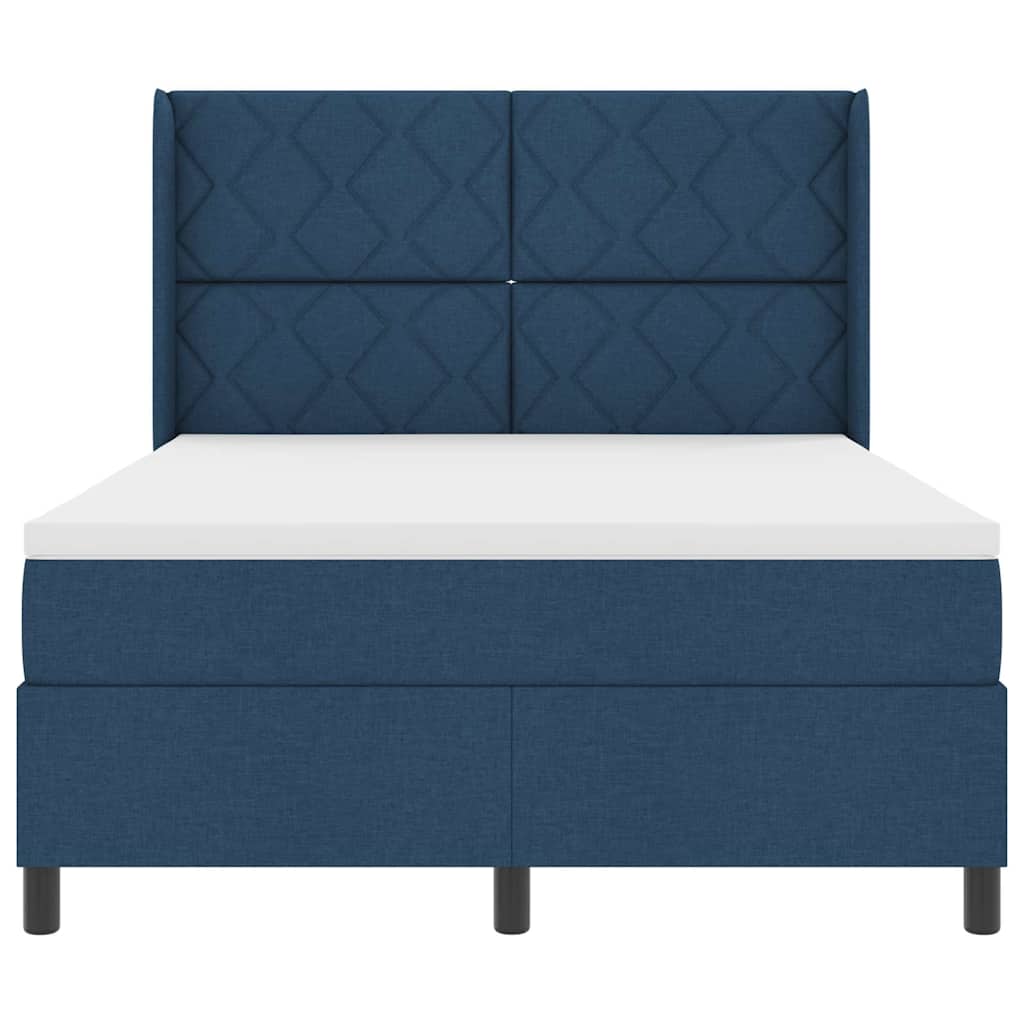 Box spring seng med pude med hovedgærde Blå 200 x 140 cm Stof