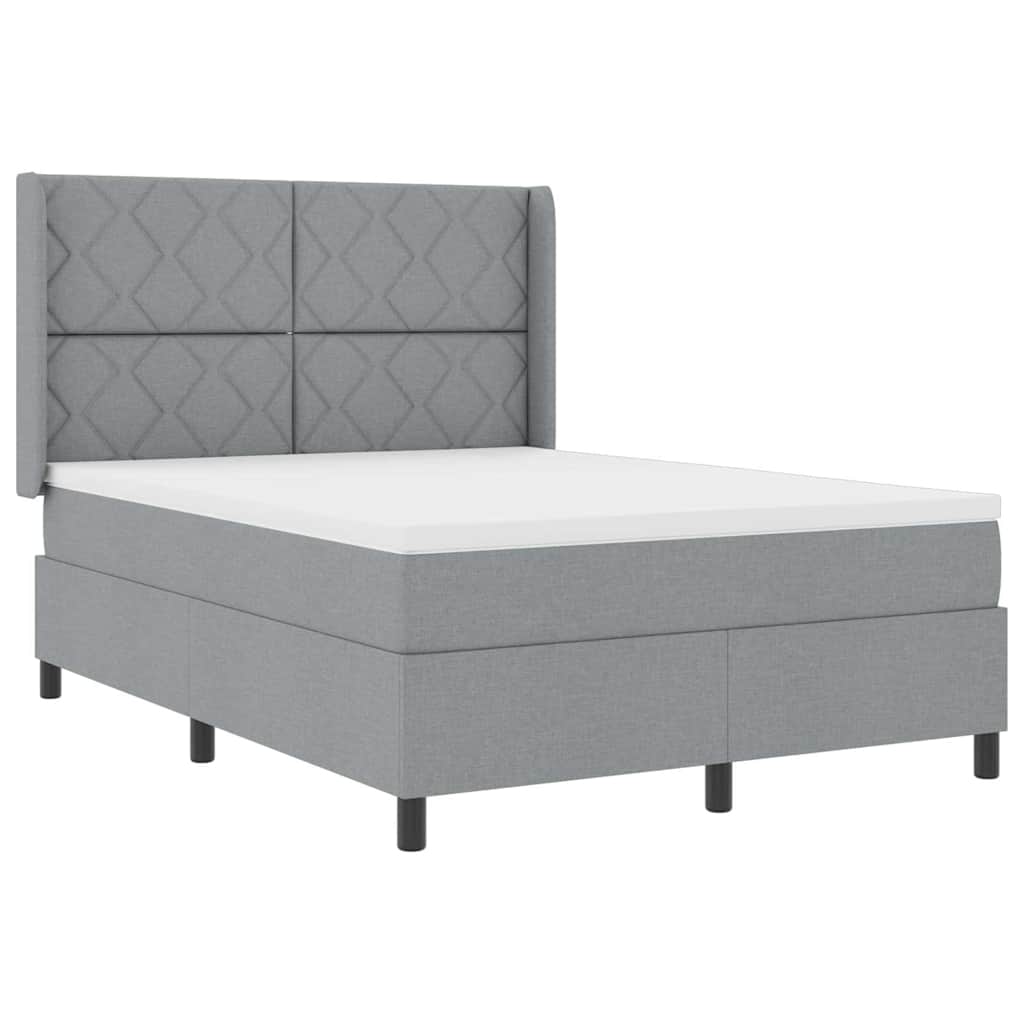 Box spring seng med pude Lysegrå 200 x 160 cm Stof