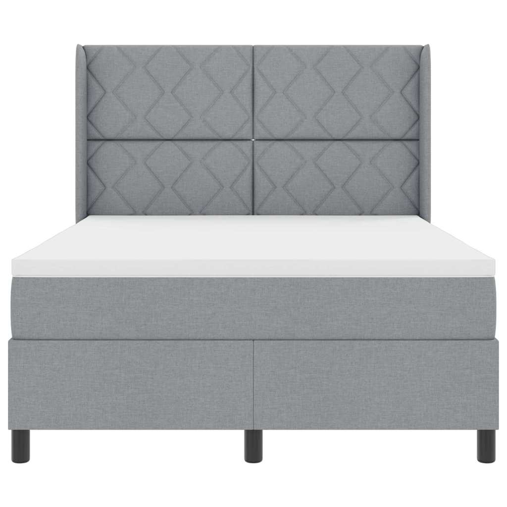Box spring seng med pude Lysegrå 200 x 160 cm Stof