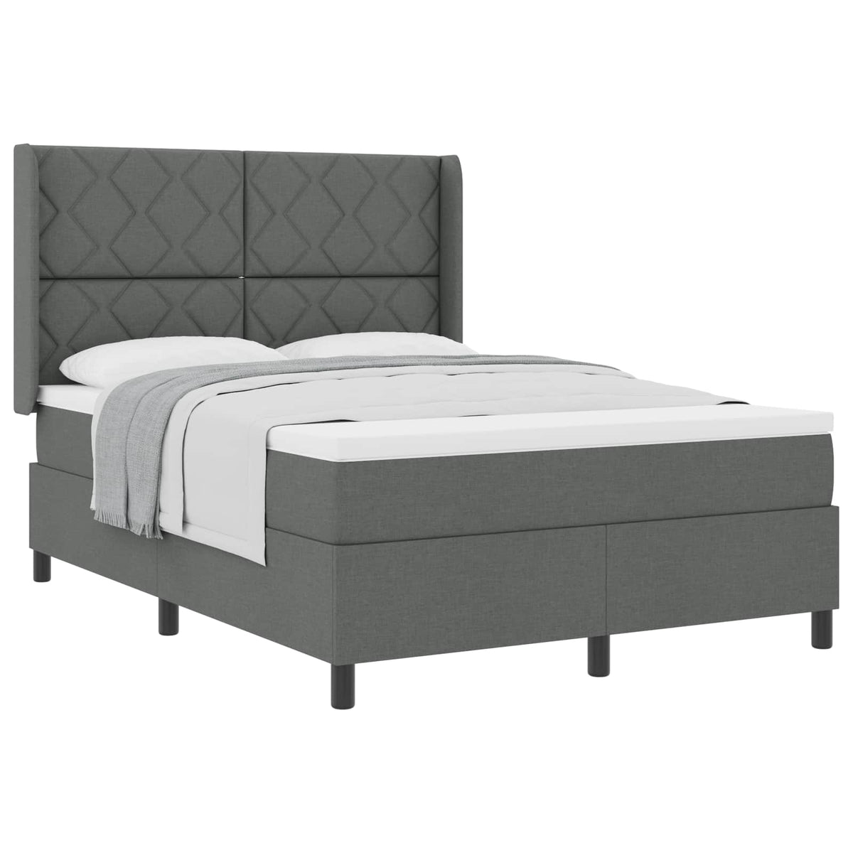Box spring seng med pude Mørkegrå 200 x 160 cm Stof