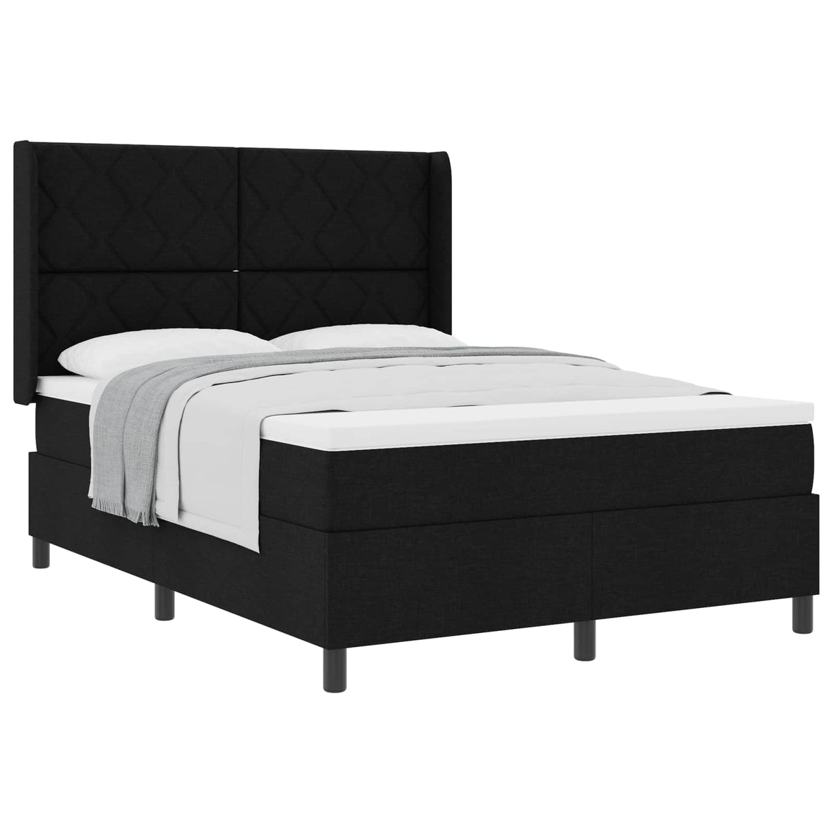 Box spring seng med pude med hovedgærde Sort 200 x 160 cm Stof