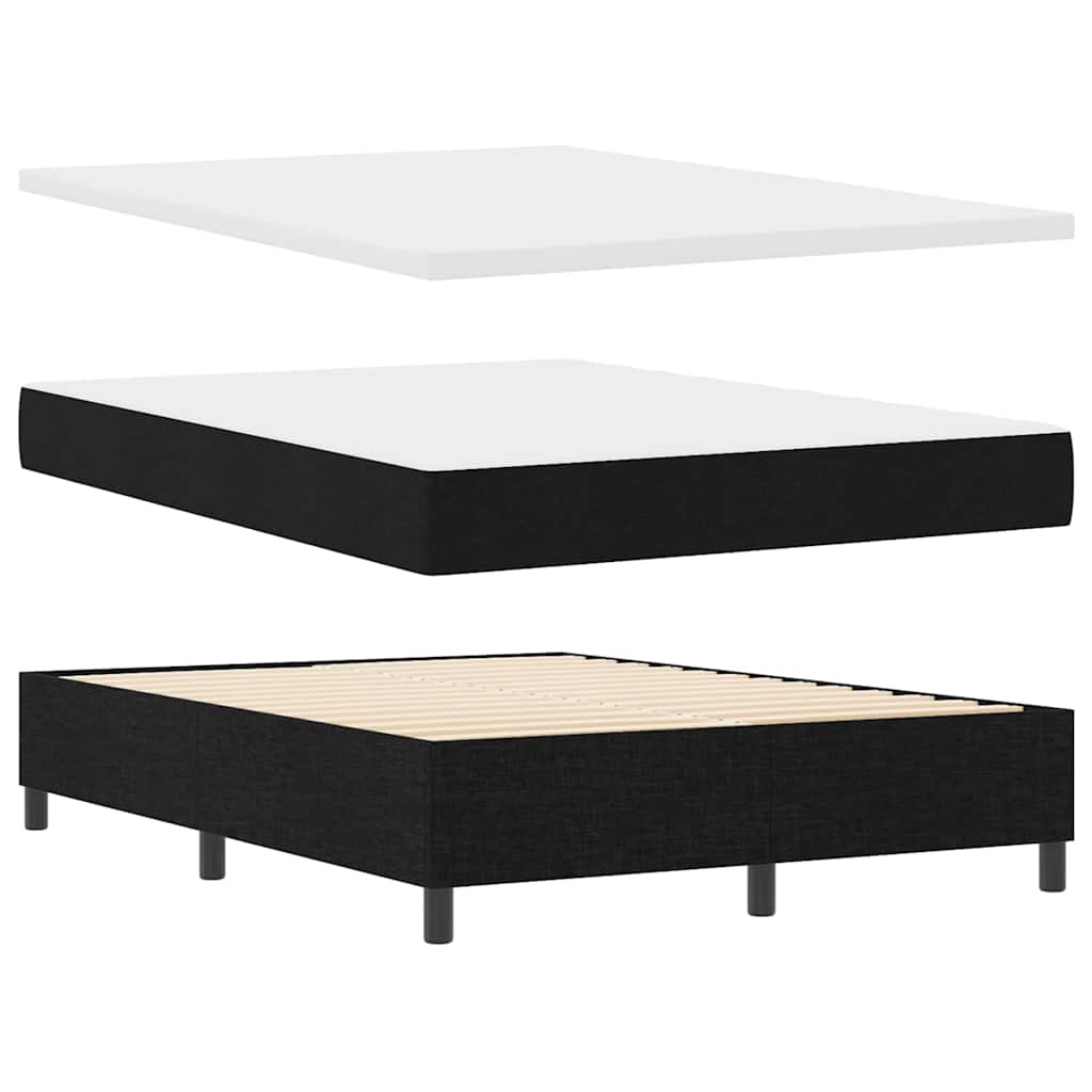 Box spring seng med pude med hovedgærde Sort 200 x 160 cm Stof