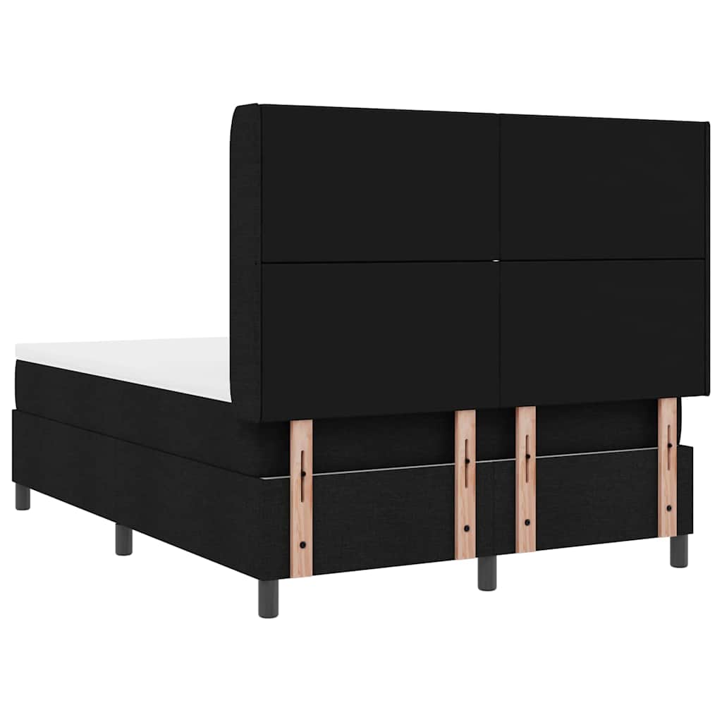 Box spring seng med pude med hovedgærde Sort 200 x 160 cm Stof
