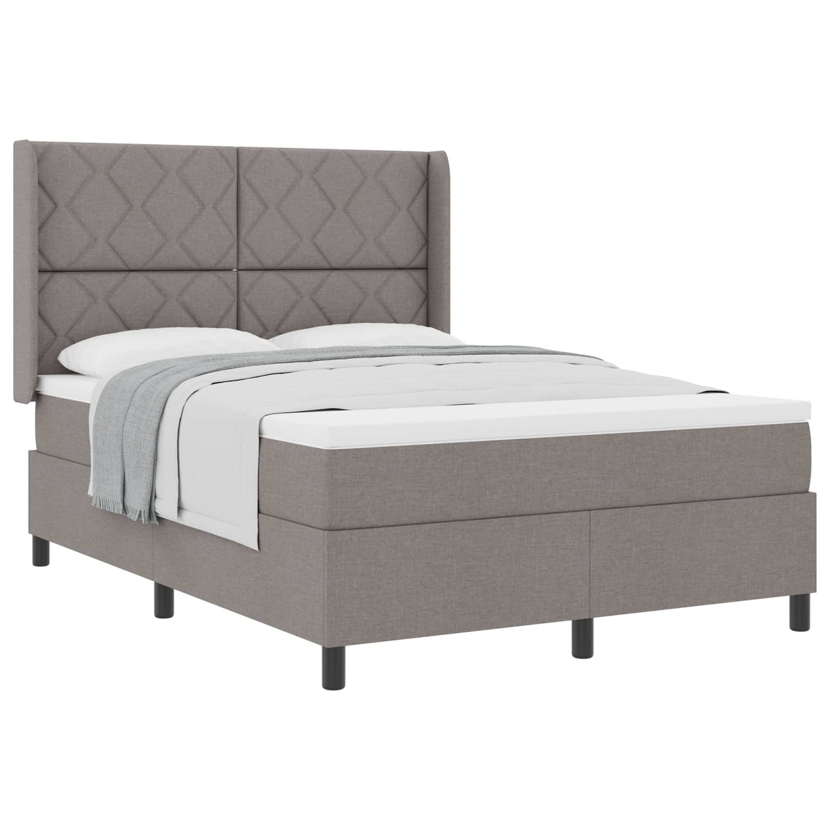 Box spring seng med pude Gråbrun 200 x 160 cm Stof