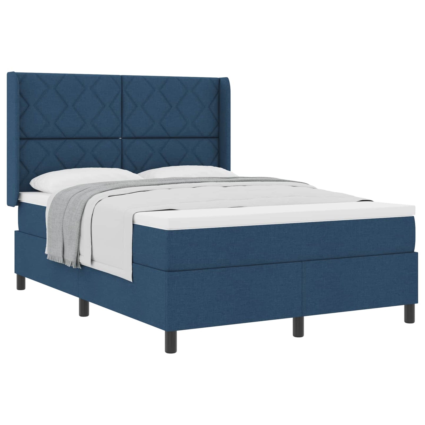 Box spring seng med pude med hovedgærde Blå 200 x 160 cm Stof