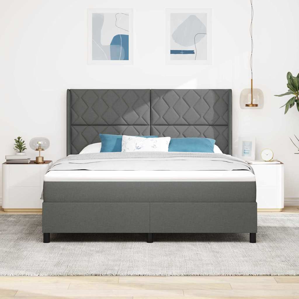 Box spring seng med pude Mørkegrå 200 x 180 cm Stof