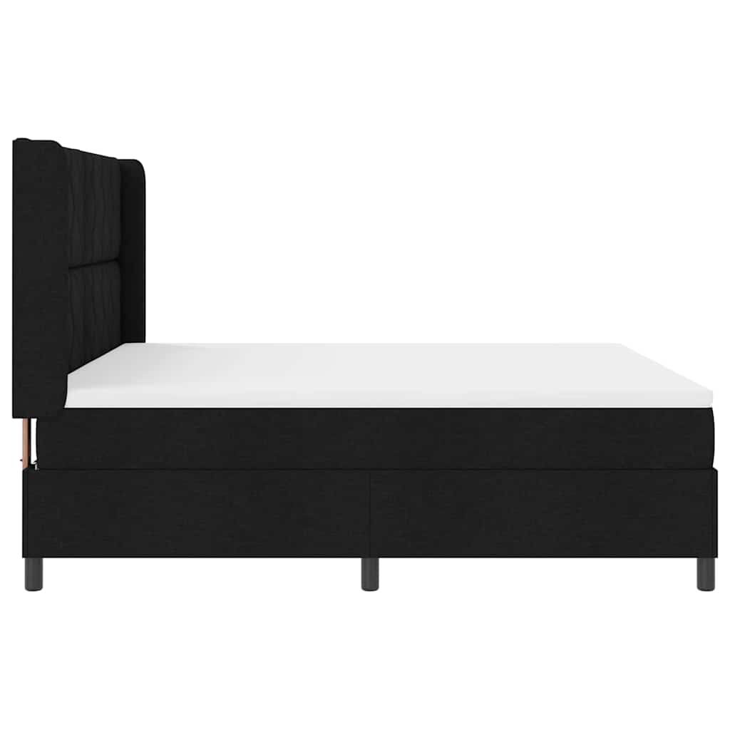 Box spring seng med pude med hovedgærde Sort 200 x 180 cm Stof