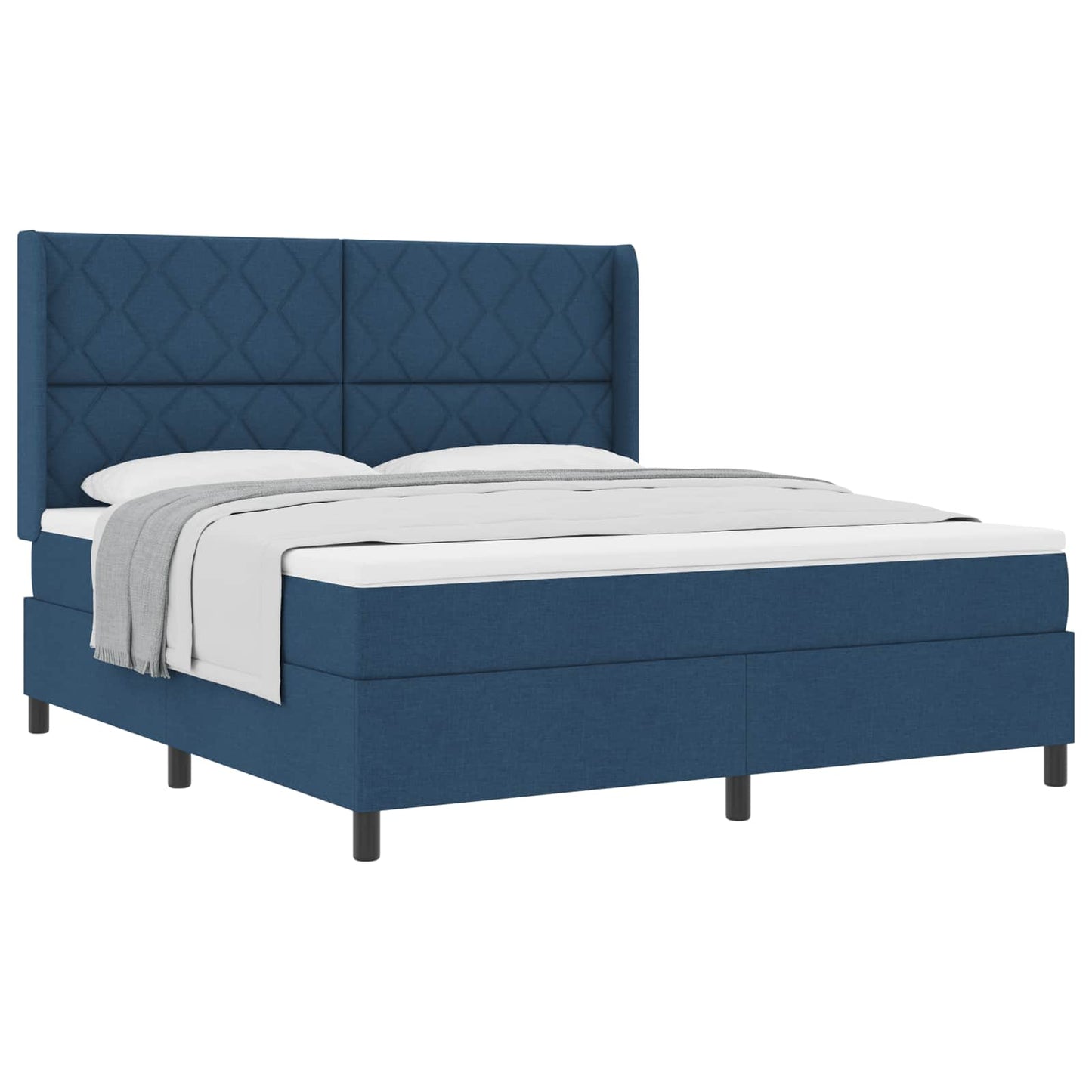 Box spring seng med pude med hovedgærde Blå 200 x 180 cm Stof