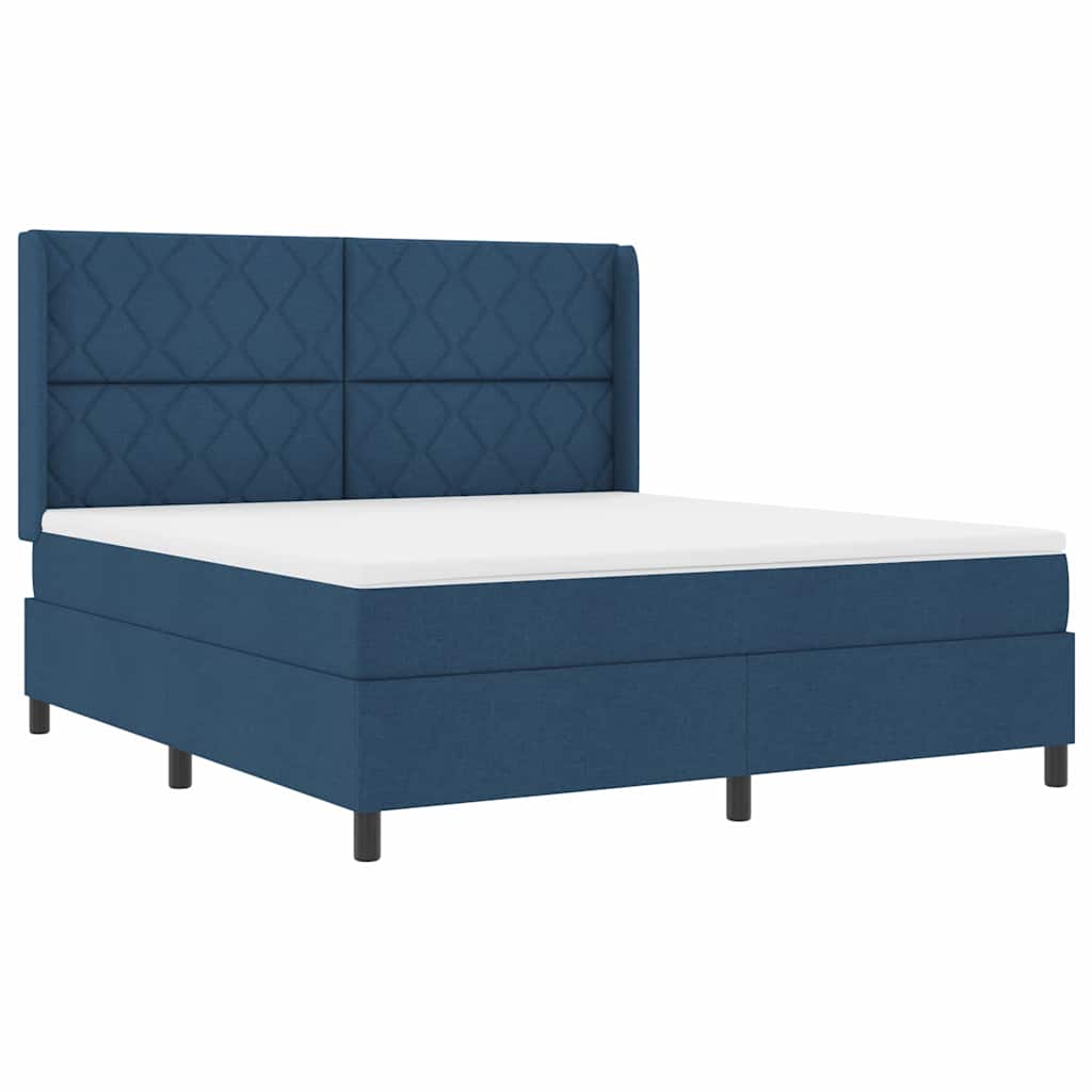 Box spring seng med pude med hovedgærde Blå 200 x 180 cm Stof