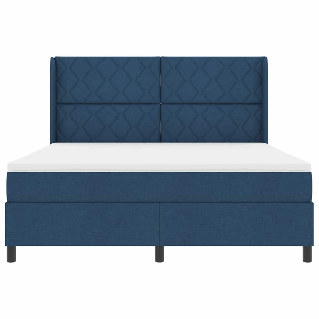 Box spring seng med pude med hovedgærde Blå 200 x 180 cm Stof