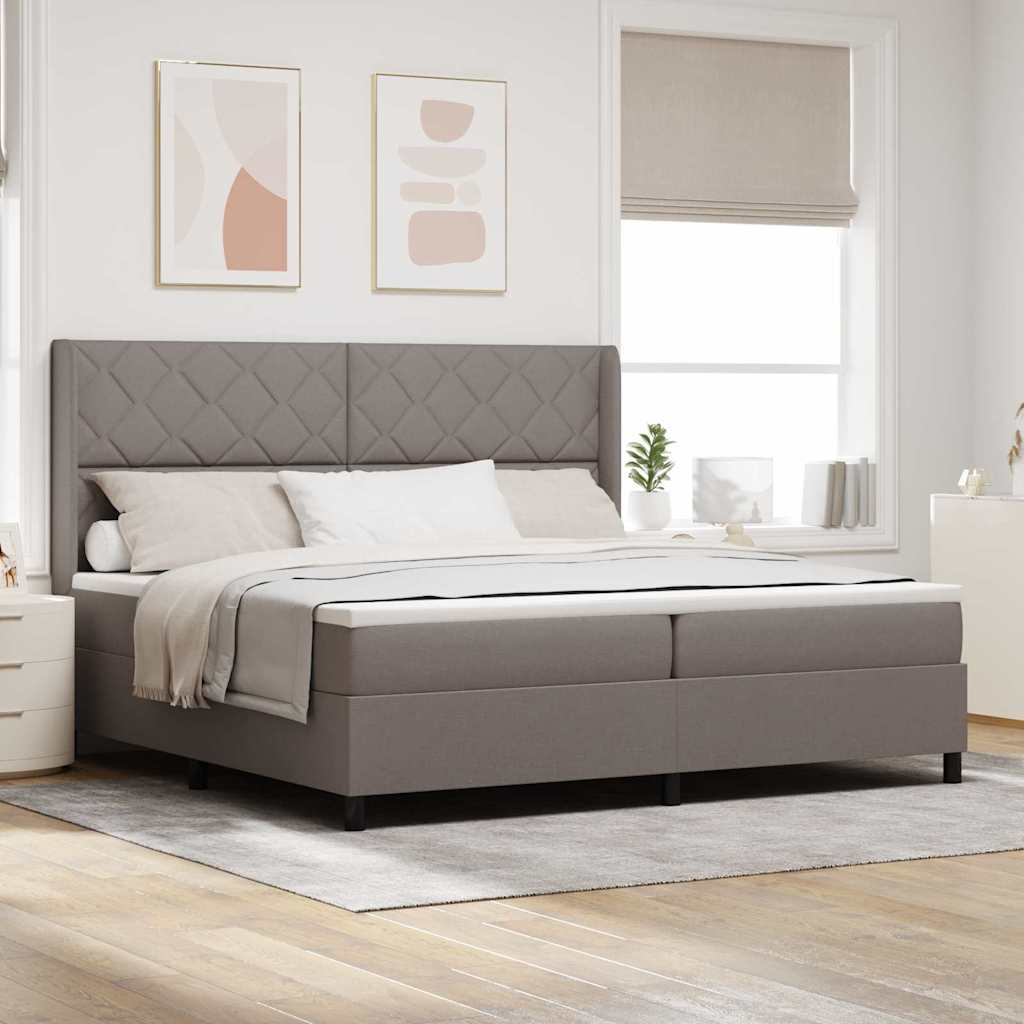 Box spring seng med pude Gråbrun 200 x 200 cm Stof