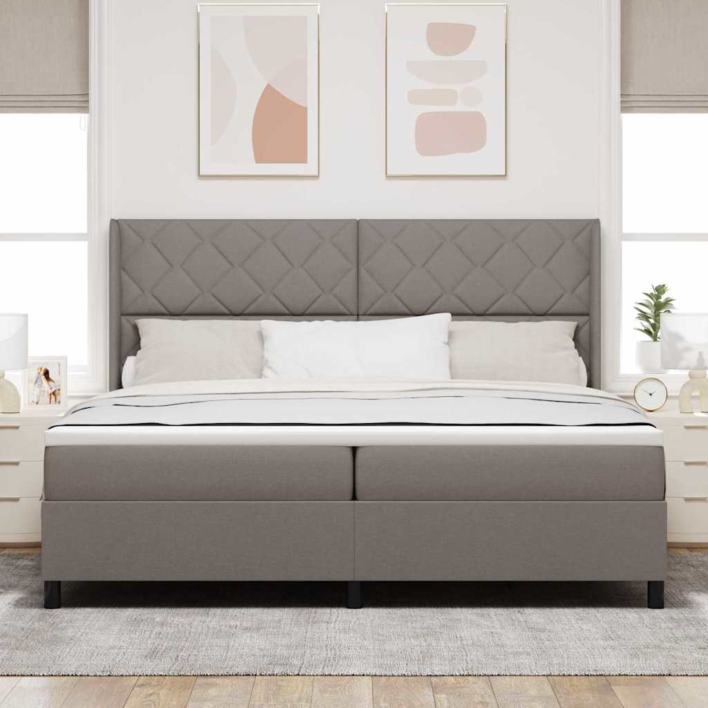 Box spring seng med pude Gråbrun 200 x 200 cm Stof