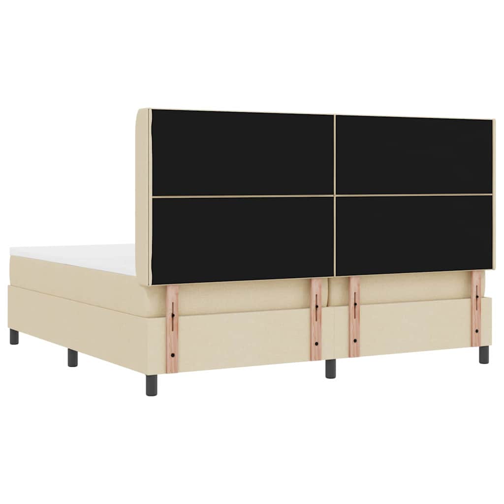 Box spring seng med pude med hovedgærde Creme 200 x 200 cm Stof