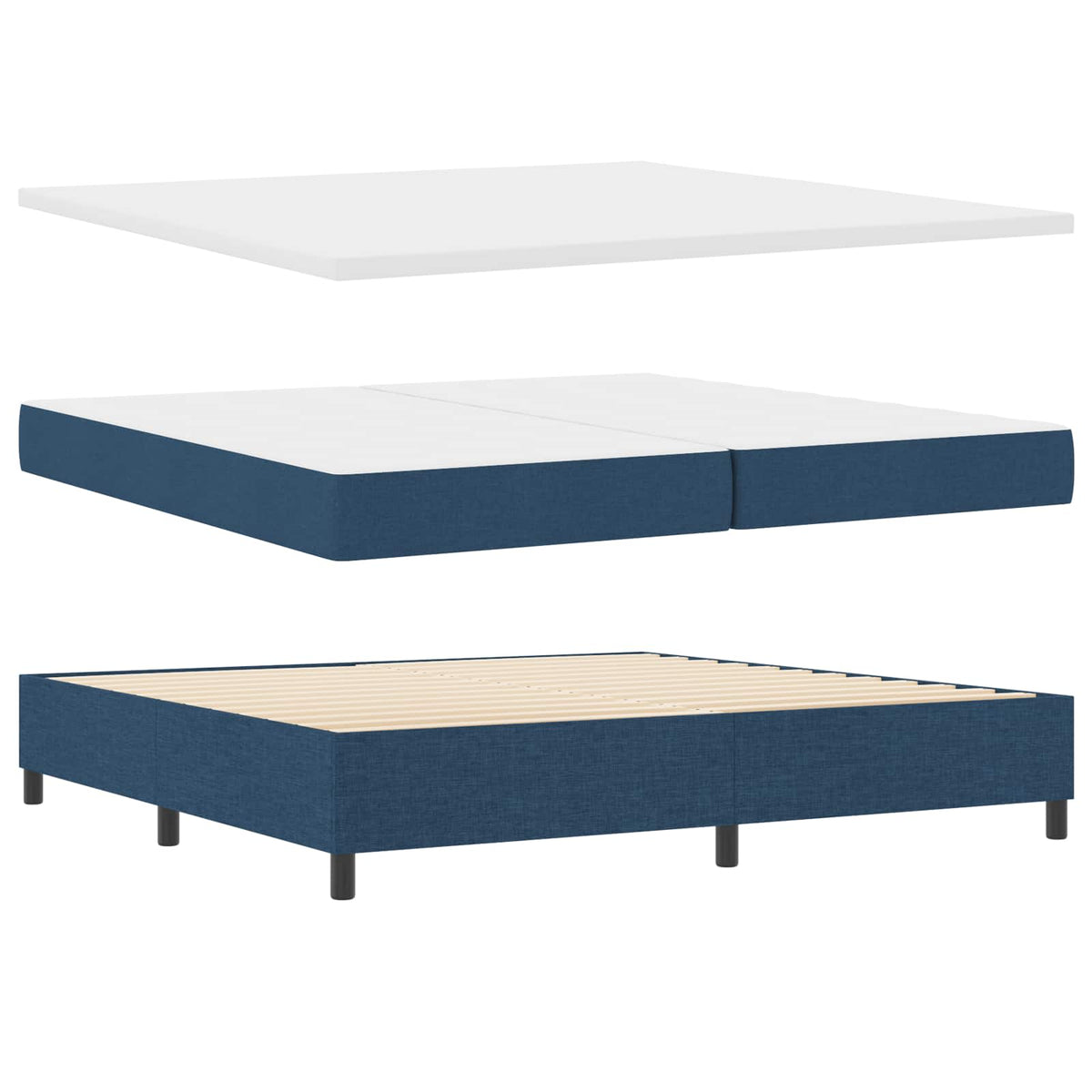Box spring seng med pude med hovedgærde Blå 200 x 200 cm Stof
