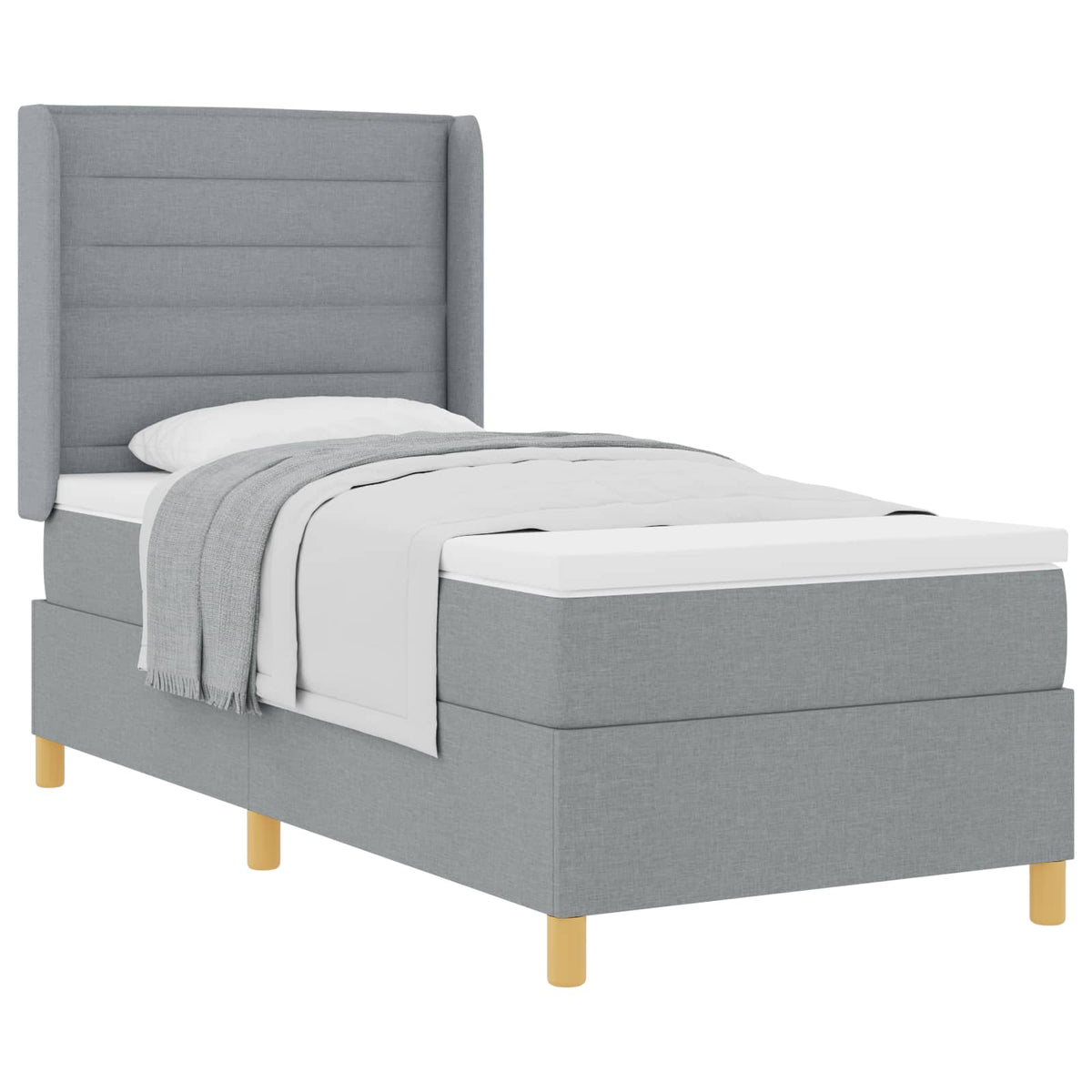 Box spring seng med madras Lysegrå 80 x 200 cm Stof