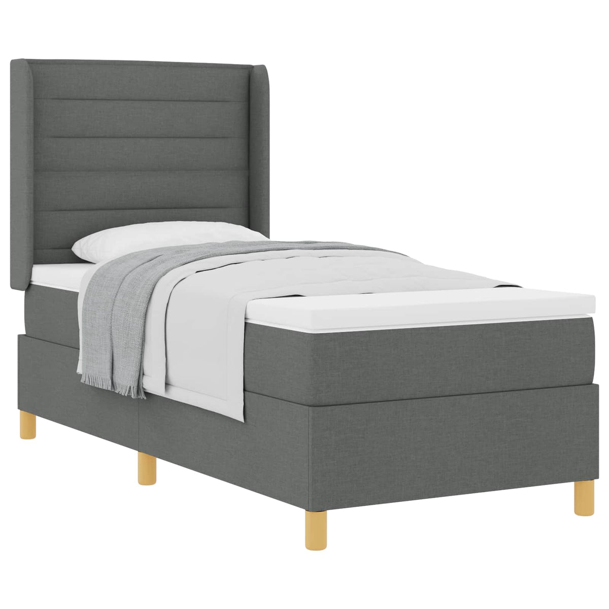 Box spring seng med madras Mørkegrå 80 x 200 cm Stof