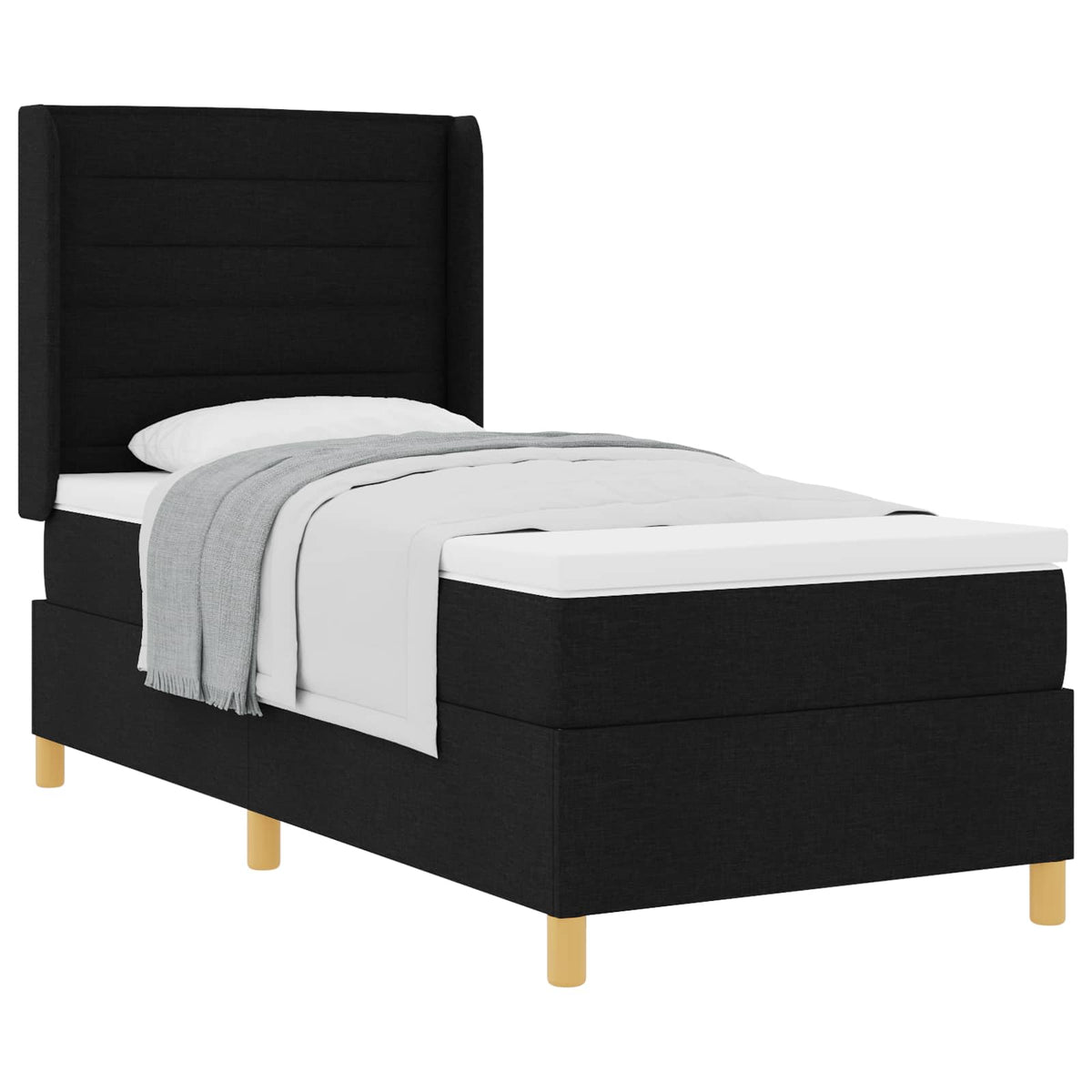 Box spring seng med madras med hovedgærde Sort 80 x 200 cm Stof