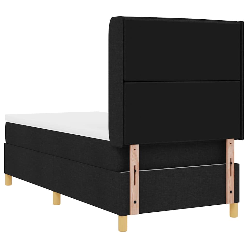 Box spring seng med madras med hovedgærde Sort 80 x 200 cm Stof