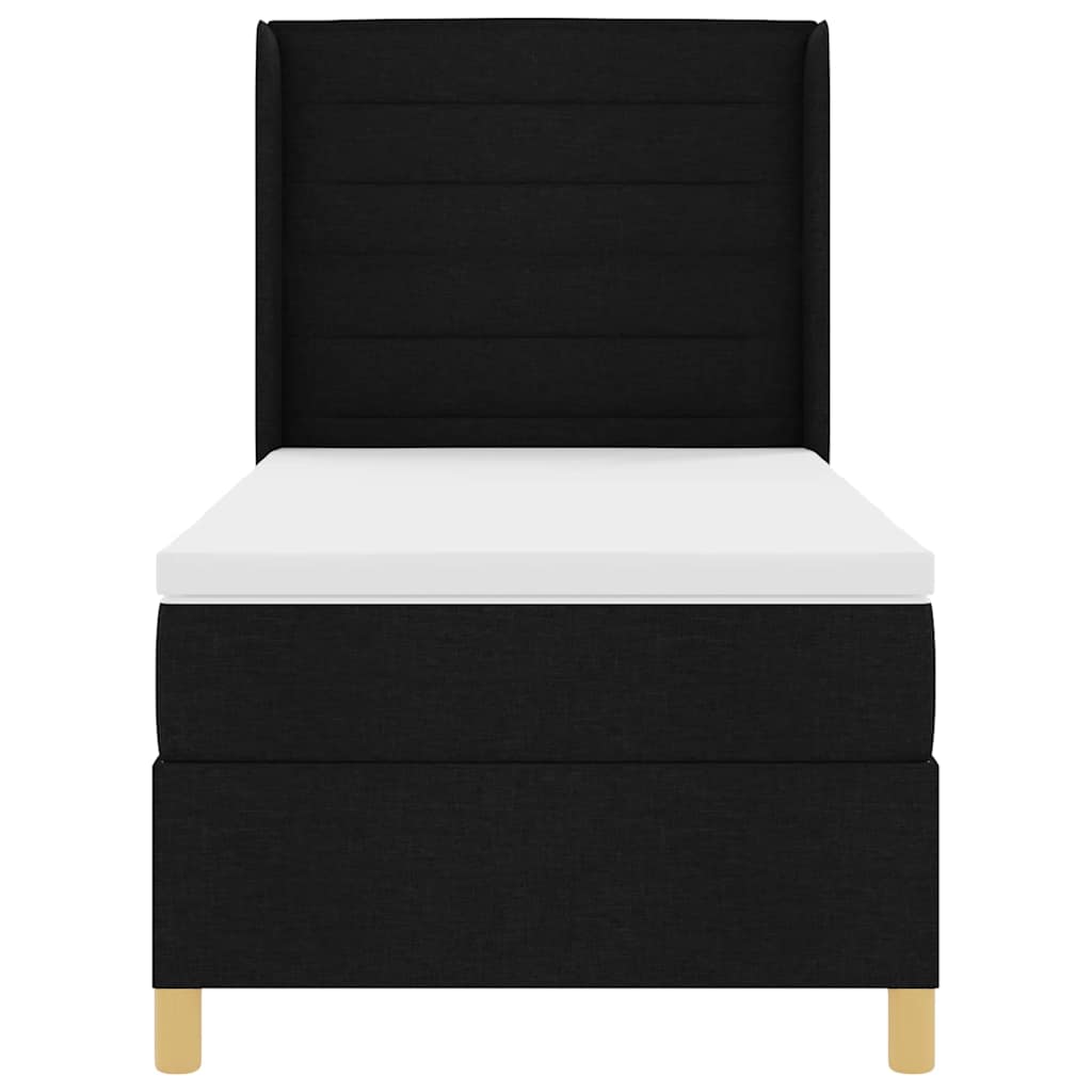 Box spring seng med madras med hovedgærde Sort 80 x 200 cm Stof