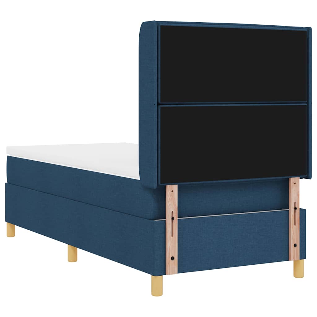 Box spring seng med madras med hovedgærde Blå 80 x 200 cm Stof