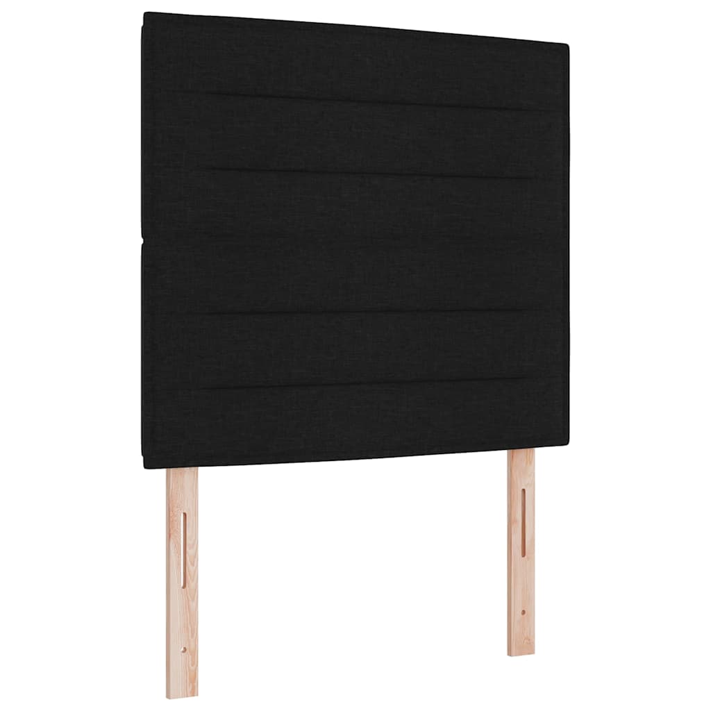 Box spring seng med madras med hovedgærde Sort 90 x 200 cm Stof