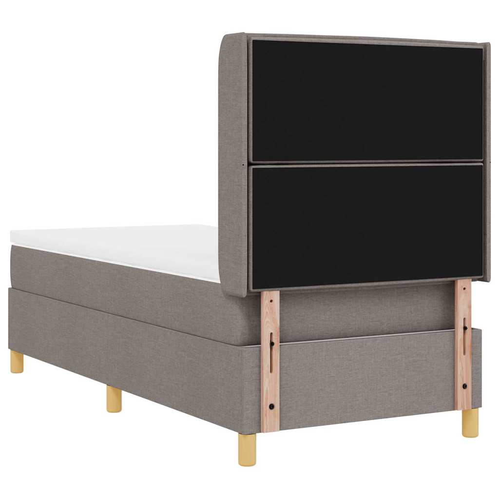 Box spring seng med hovedgærde Gråbrun 90 x 200 cm Stof