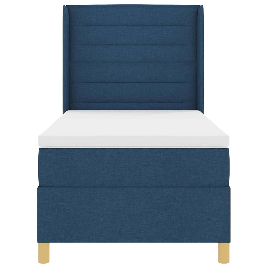 Box spring seng med madras med hovedgærde Blå 90 x 200 cm Stof