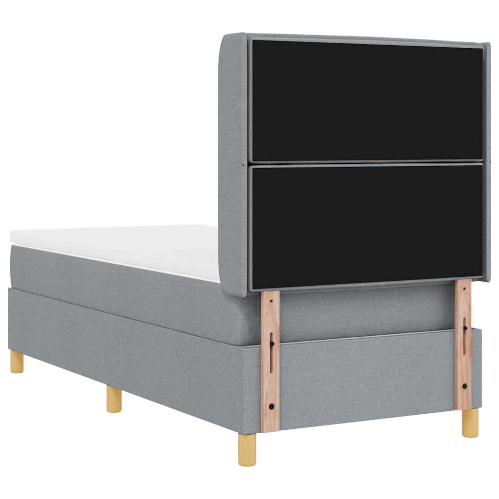 Box spring seng med hovedgærde Lysegrå 100 x 200 cm Stof