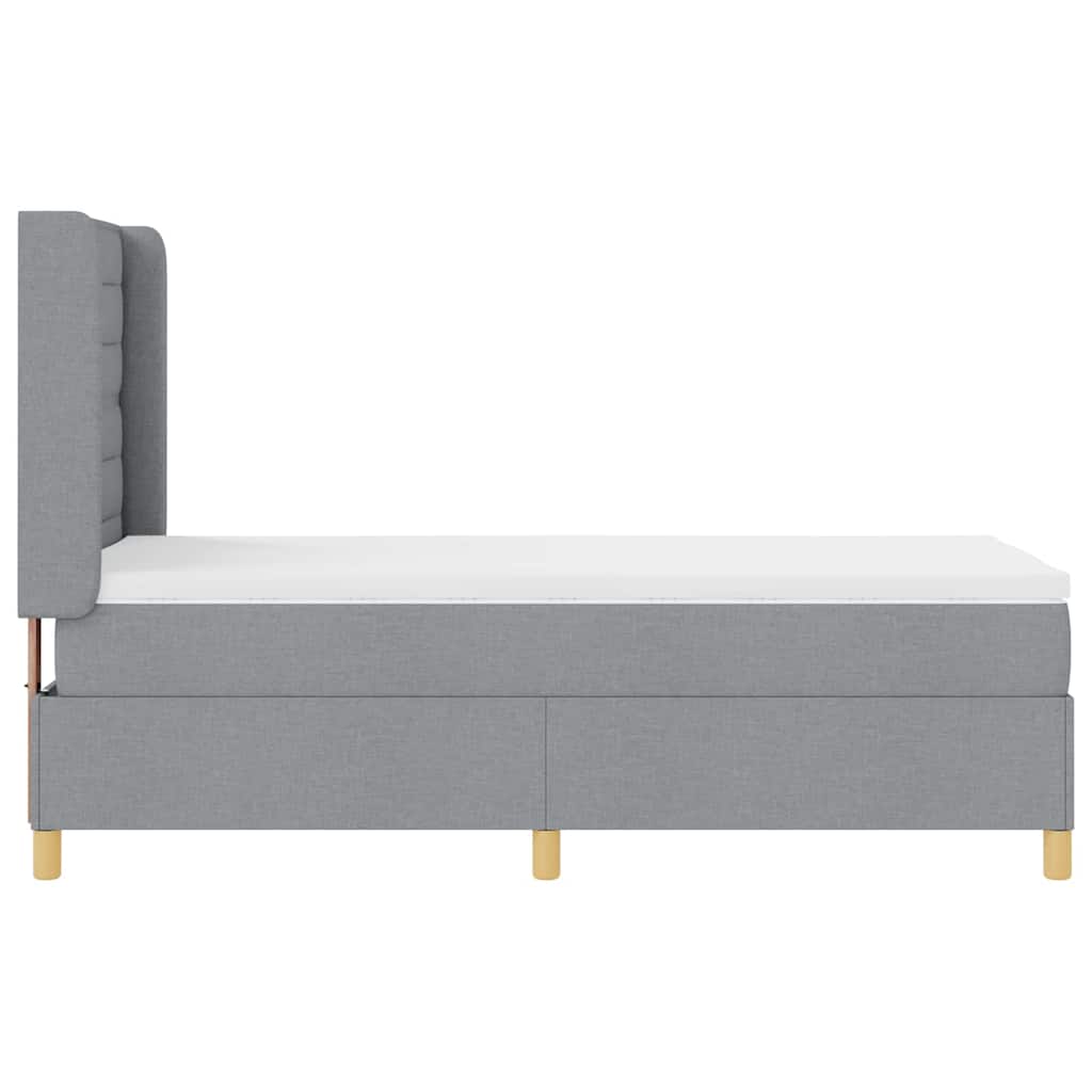Box spring seng med hovedgærde Lysegrå 100 x 200 cm Stof