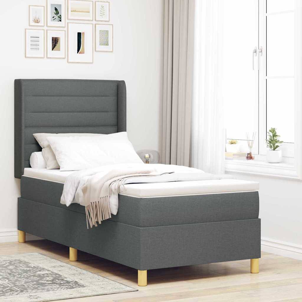 Box spring seng med madras Mørkegrå 100 x 200 cm Stof