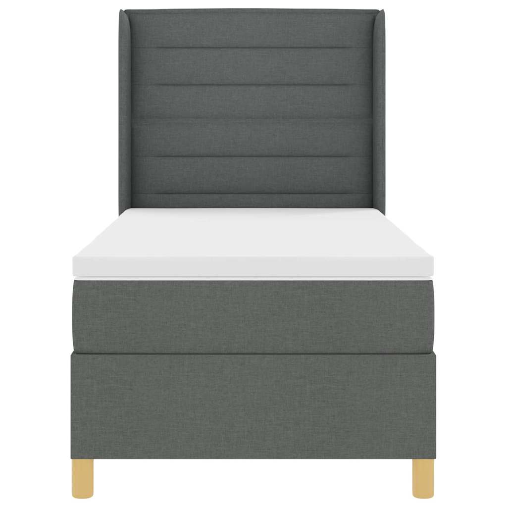 Box spring seng med madras Mørkegrå 100 x 200 cm Stof