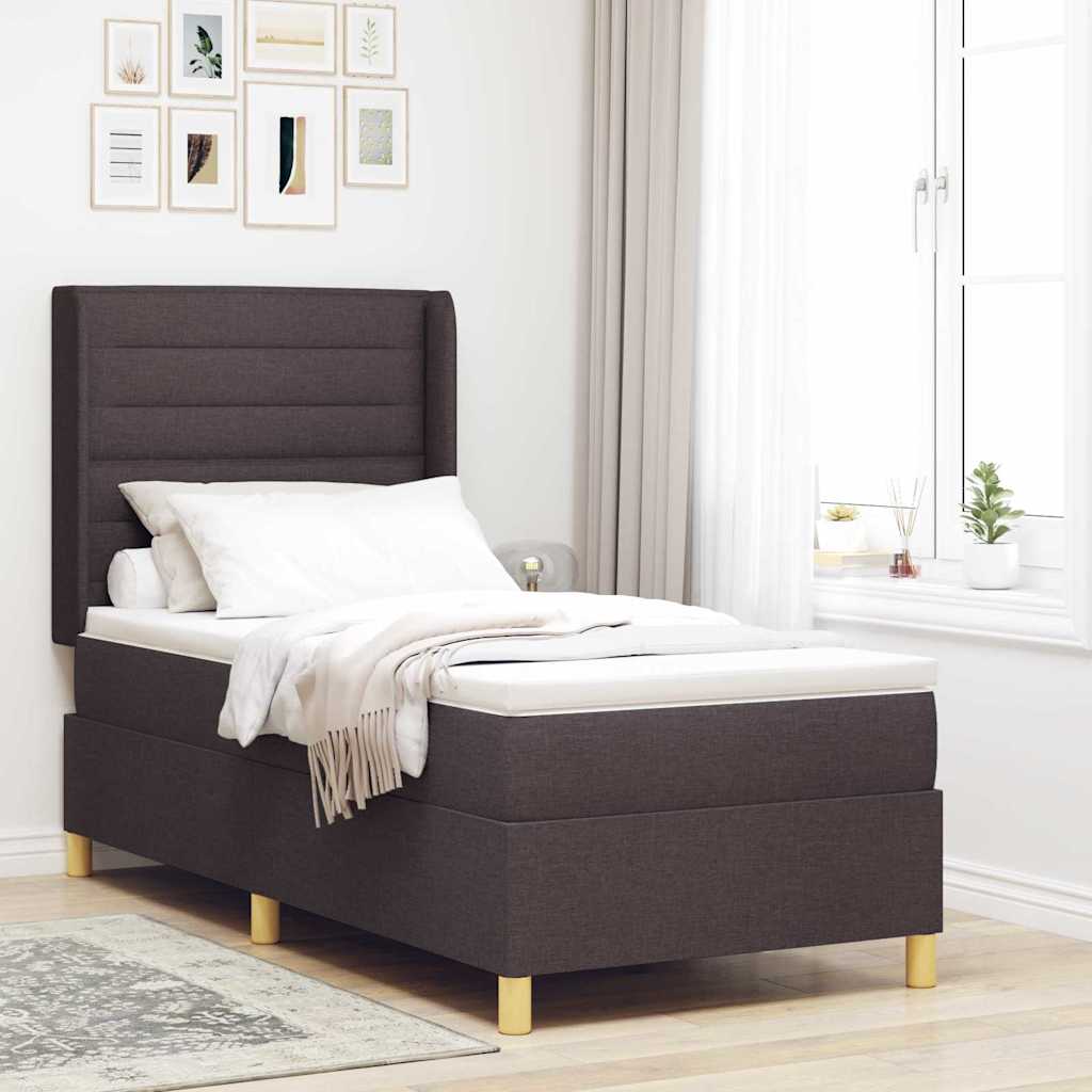 Box spring seng med madras Mørk Brun 100 x 200 cm Stof