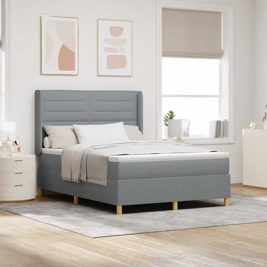 Box spring seng med madras Lysegrå 140 x 190 cm Stof