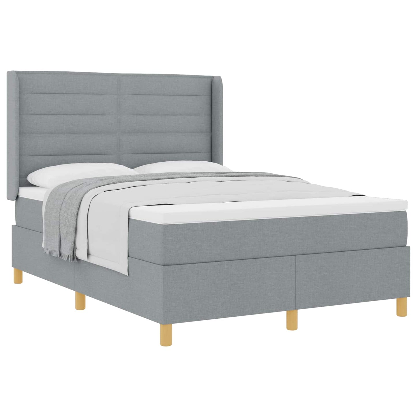 Box spring seng med madras Lysegrå 140 x 190 cm Stof
