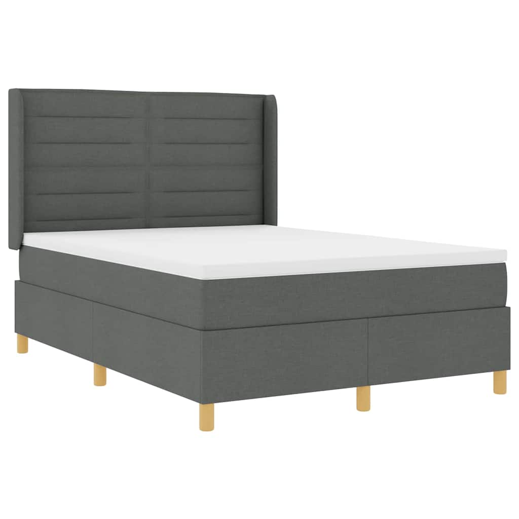 Box spring seng med madras Mørkegrå 140 x 190 cm Stof