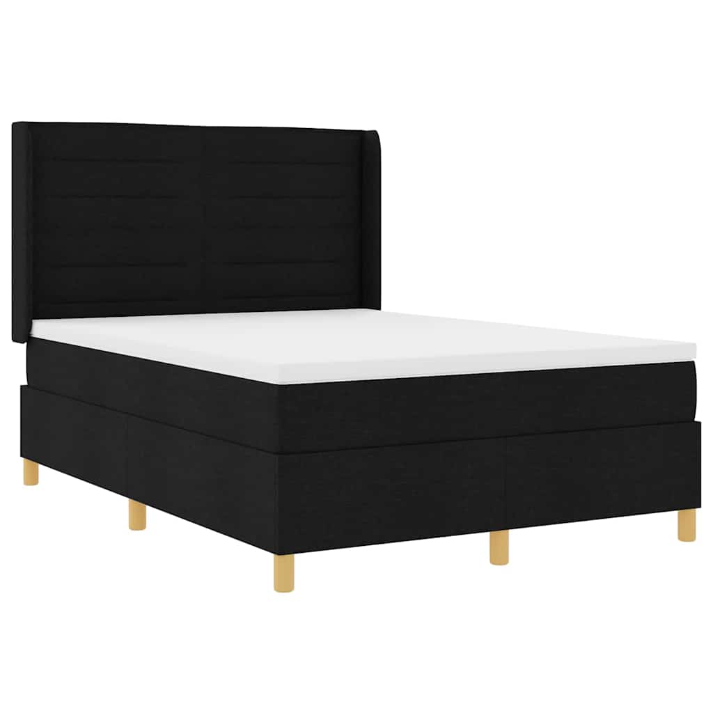 Box spring seng med madras Sort 140 x 190 cm Stof