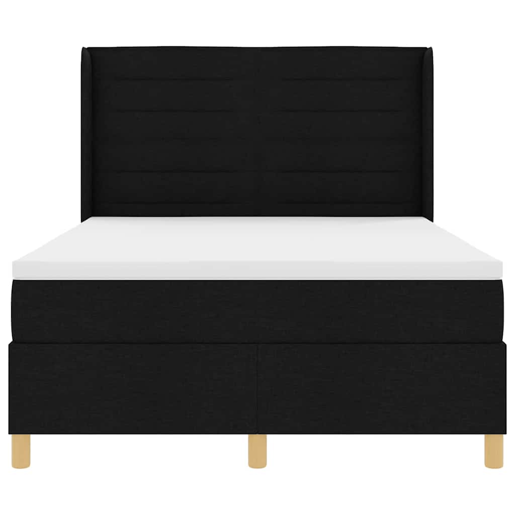 Box spring seng med madras Sort 140 x 190 cm Stof