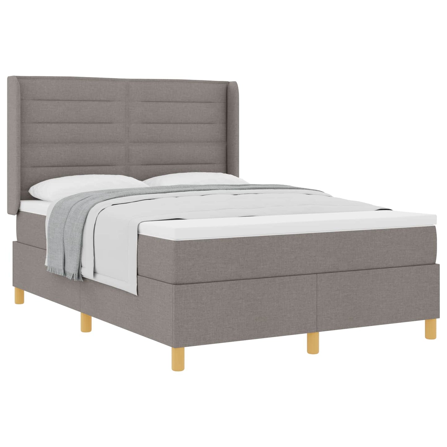 Box spring seng med hovedgærde Gråbrun 140 x 190 cm Stof