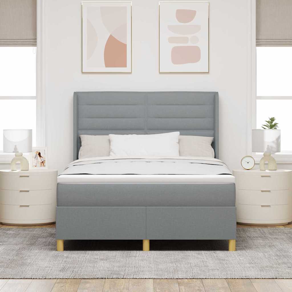 Box spring seng med madras Lysegrå 140 x 200 cm Stof