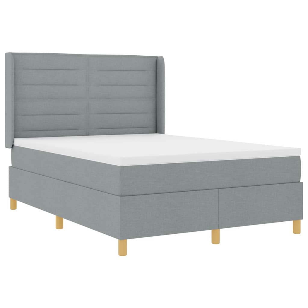 Box spring seng med madras Lysegrå 140 x 200 cm Stof