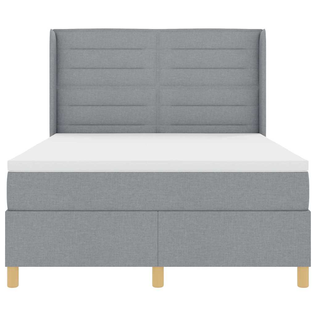 Box spring seng med madras Lysegrå 140 x 200 cm Stof