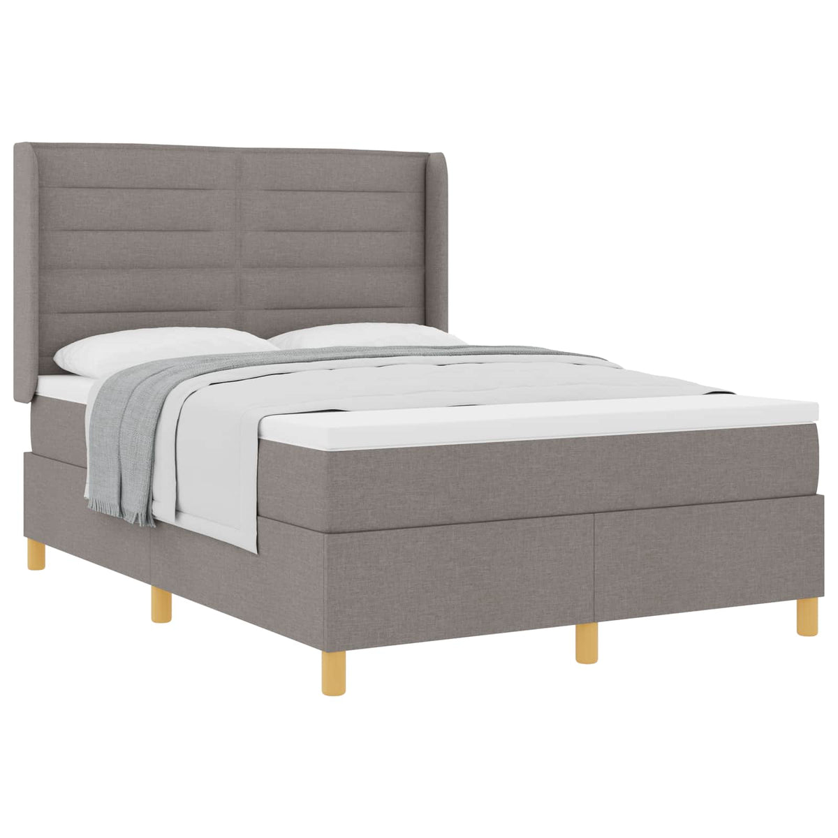 Box spring seng med hovedgærde Gråbrun 140 x 200 cm Stof