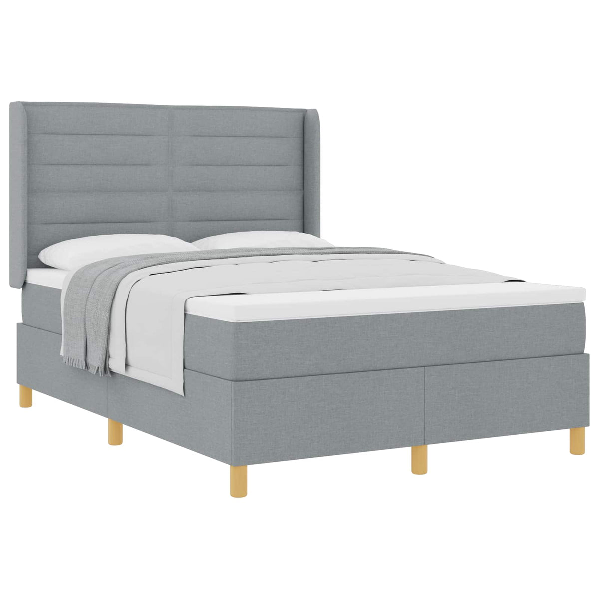 Box spring seng med madras Lysegrå 160 x 200 cm Stof